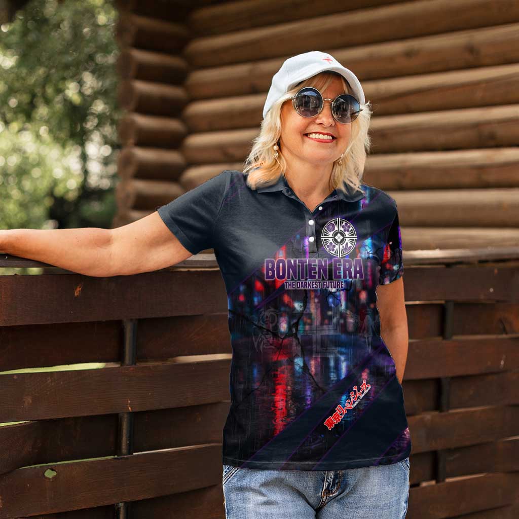 Bonten Era The Darkest Future Women Polo Shirt Cyberpunk Noir Gang Art Style