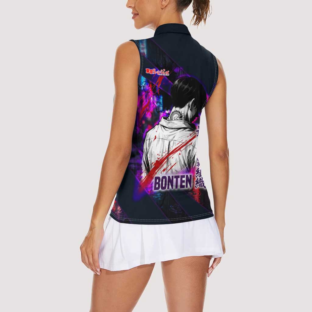 Bonten Era The Darkest Future Women Sleeveless Polo Shirt Cyberpunk Noir Gang Art Style