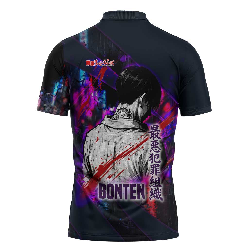 Bonten Era The Darkest Future Zipper Polo Shirt Cyberpunk Noir Gang Art Style