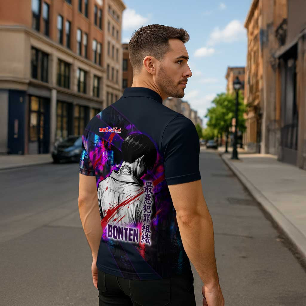Bonten Era The Darkest Future Zipper Polo Shirt Cyberpunk Noir Gang Art Style