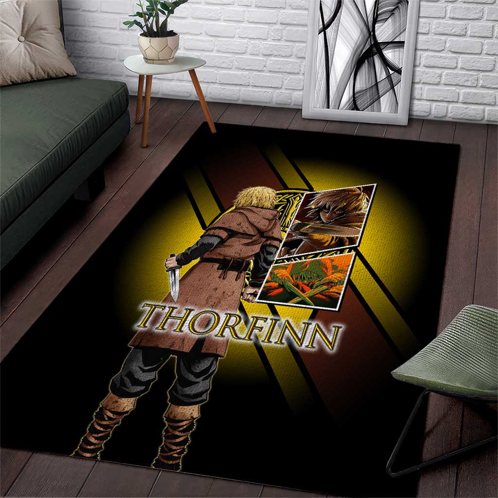 Thorfinn Norse Avenger Area Rug Viking Manga Illustration Style