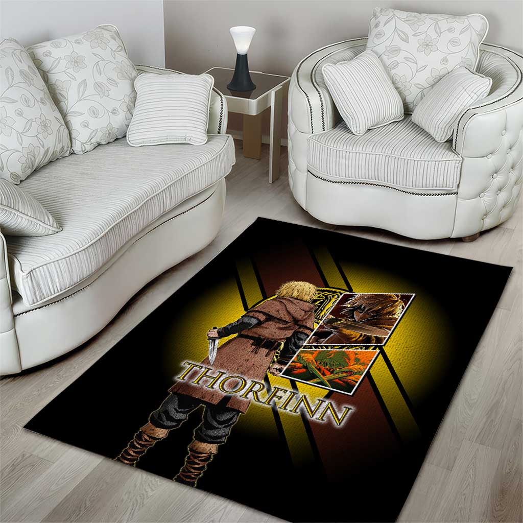Thorfinn Norse Avenger Area Rug Viking Manga Illustration Style