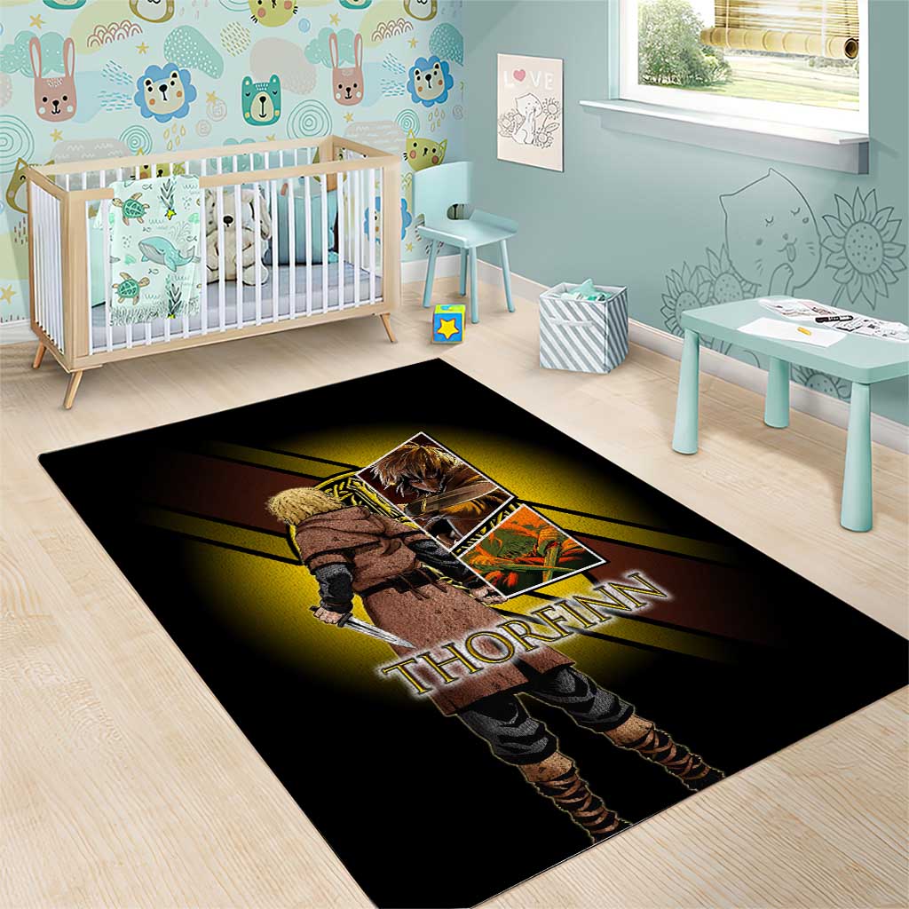 Thorfinn Norse Avenger Area Rug Viking Manga Illustration Style