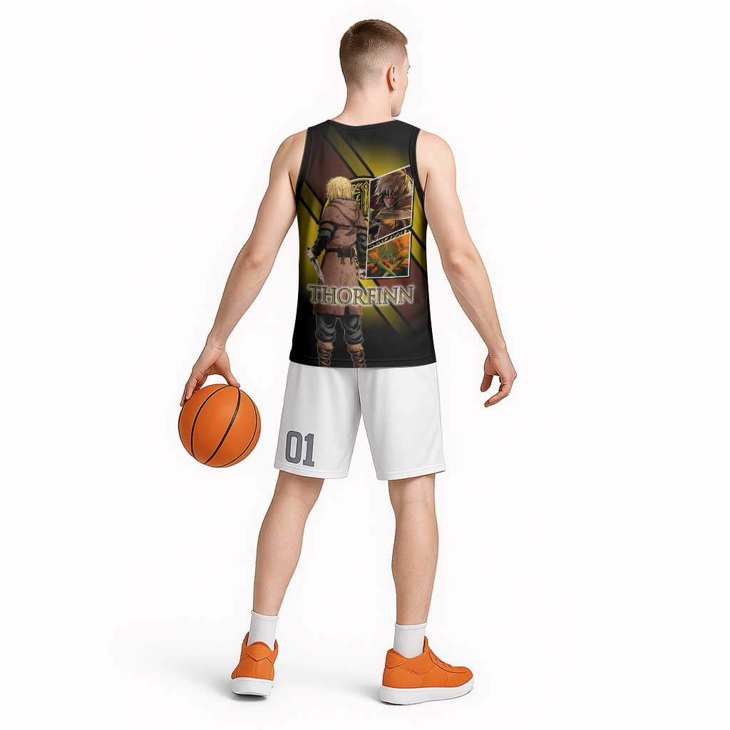 Thorfinn Norse Avenger Basketball Jersey Viking Manga Illustration Style