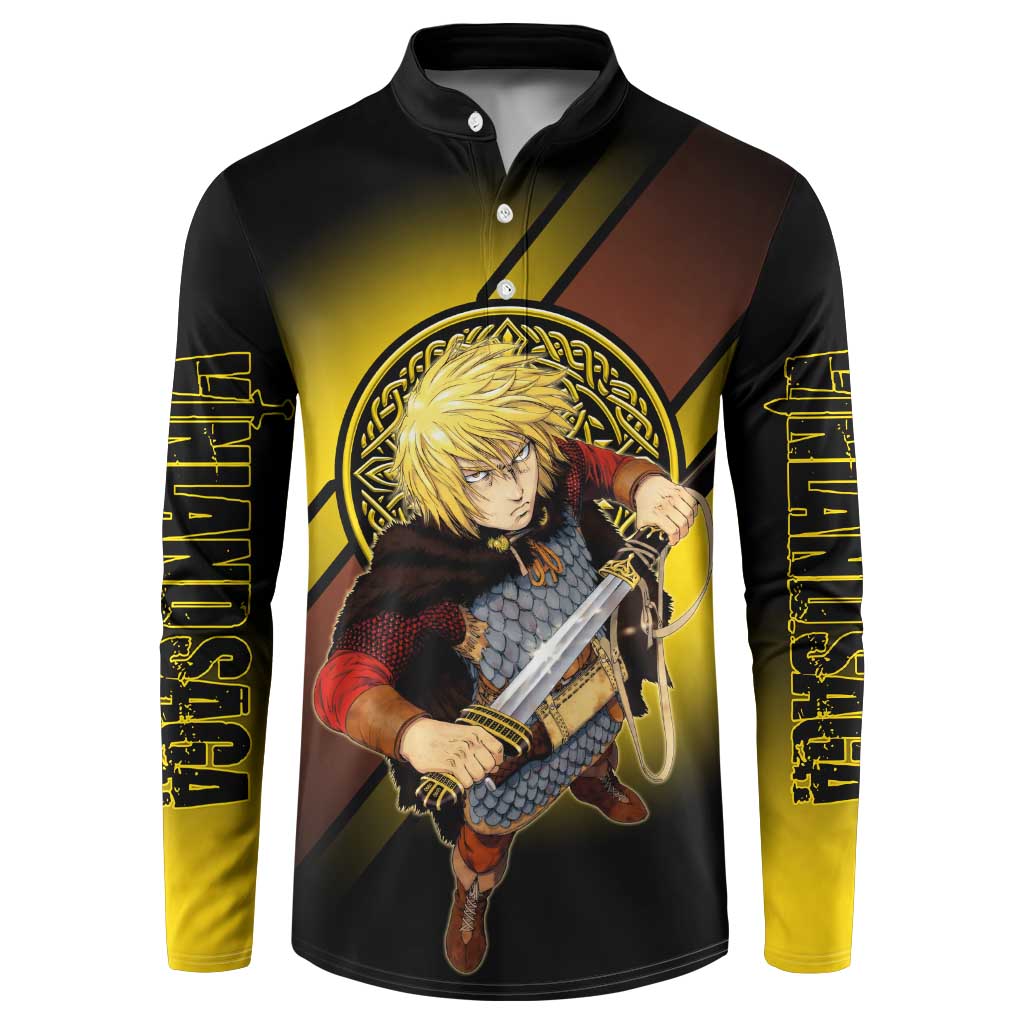 Thorfinn Norse Avenger Button Sweatshirt Viking Manga Illustration Style