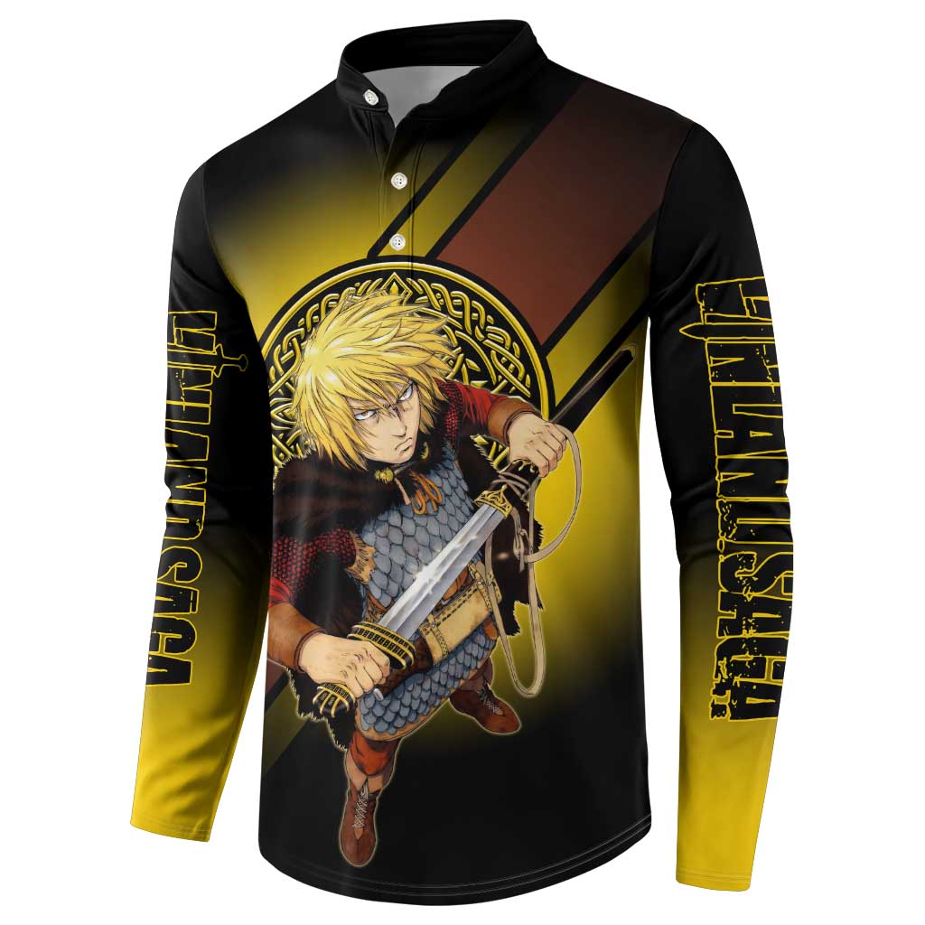Thorfinn Norse Avenger Button Sweatshirt Viking Manga Illustration Style