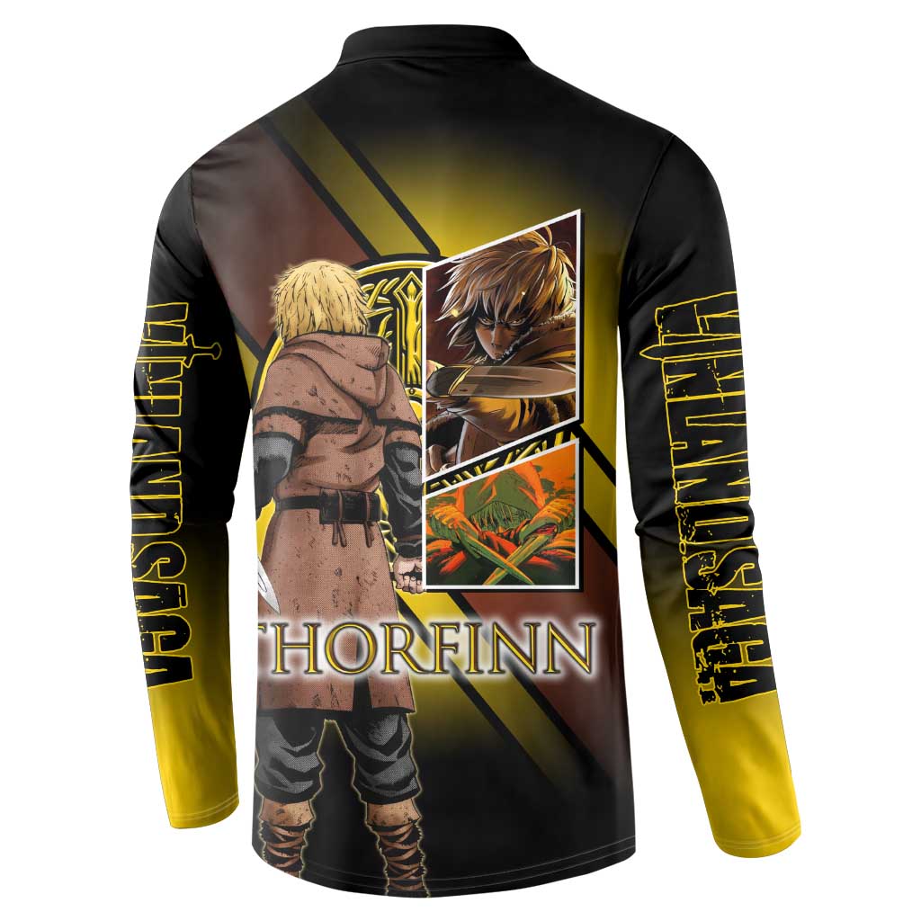 Thorfinn Norse Avenger Button Sweatshirt Viking Manga Illustration Style