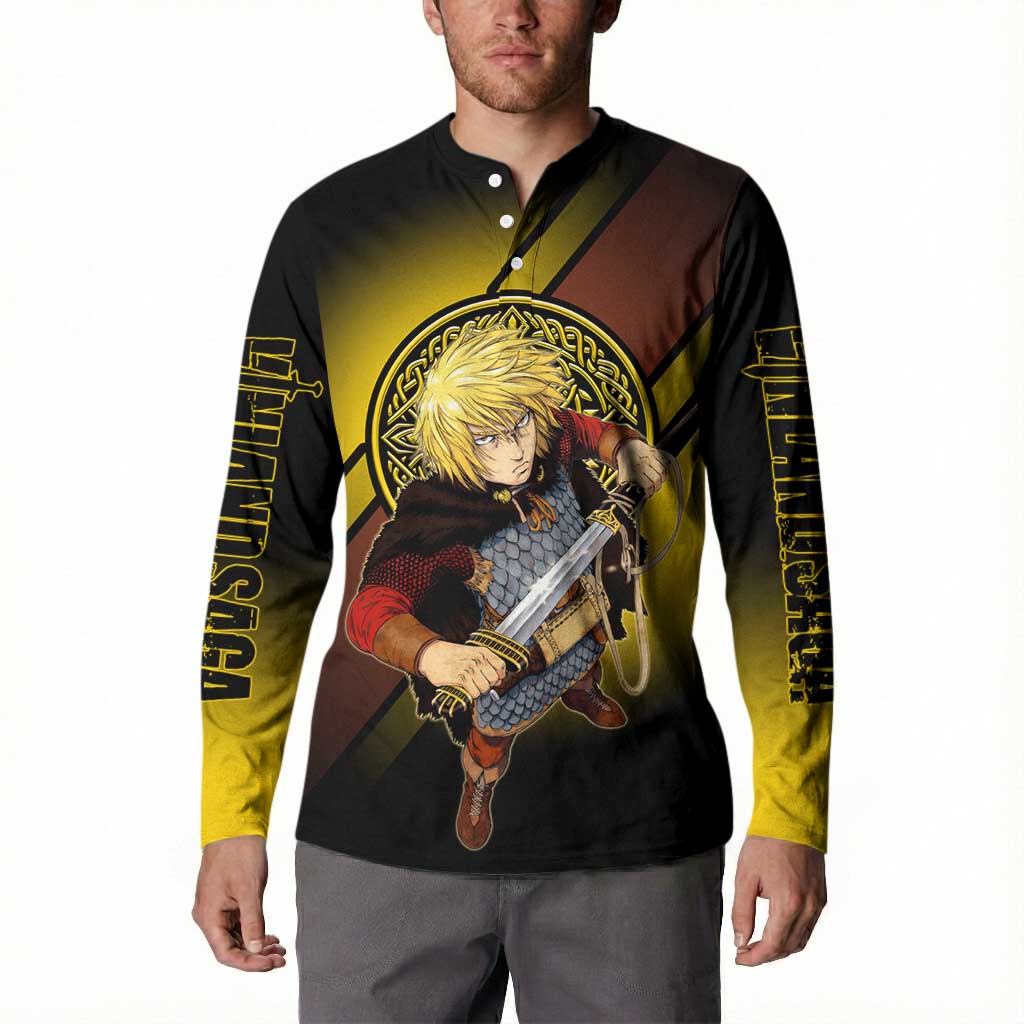 Thorfinn Norse Avenger Button Sweatshirt Viking Manga Illustration Style