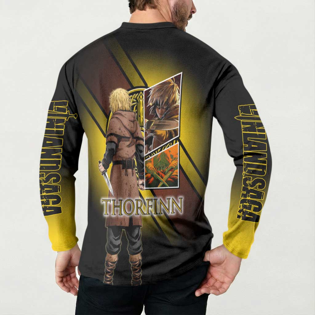 Thorfinn Norse Avenger Button Sweatshirt Viking Manga Illustration Style