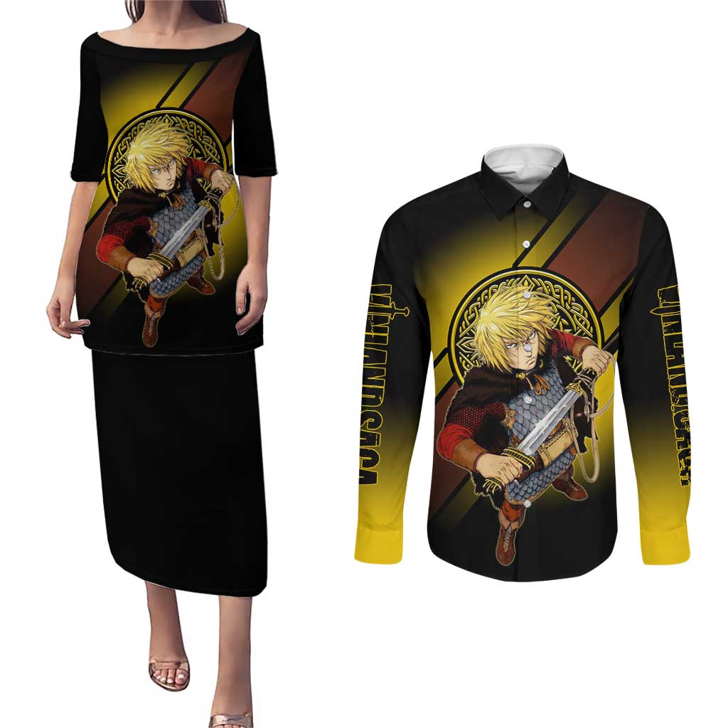Thorfinn Norse Avenger Couples Matching Puletasi and Long Sleeve Button Shirt Viking Manga Illustration Style