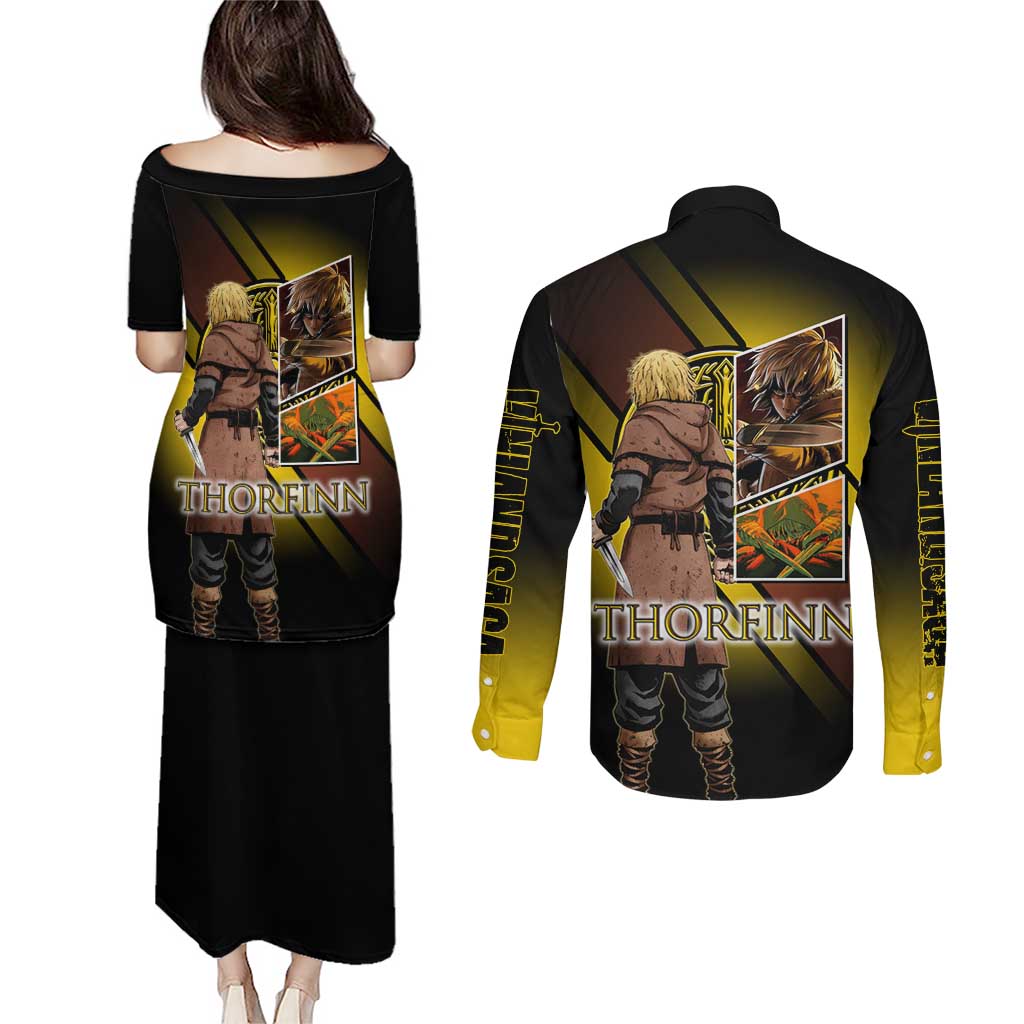 Thorfinn Norse Avenger Couples Matching Puletasi and Long Sleeve Button Shirt Viking Manga Illustration Style