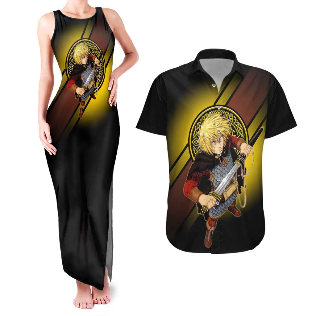 Thorfinn Norse Avenger Couples Matching Tank Maxi Dress and Hawaiian Shirt Viking Manga Illustration Style
