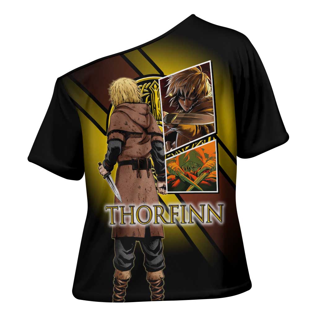 Thorfinn Norse Avenger Cross Shoulder Shirt Viking Manga Illustration Style