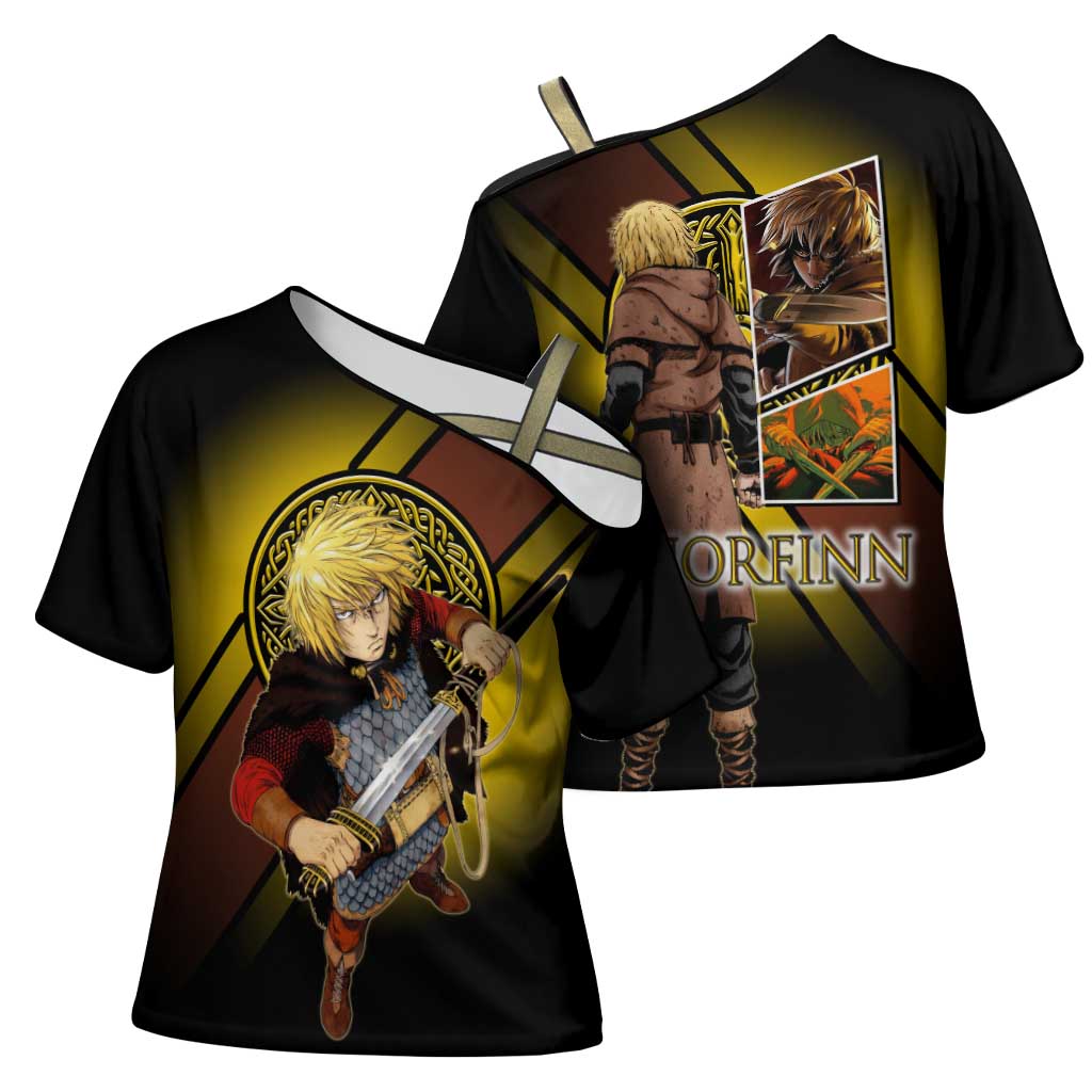 Thorfinn Norse Avenger Cross Shoulder Shirt Viking Manga Illustration Style