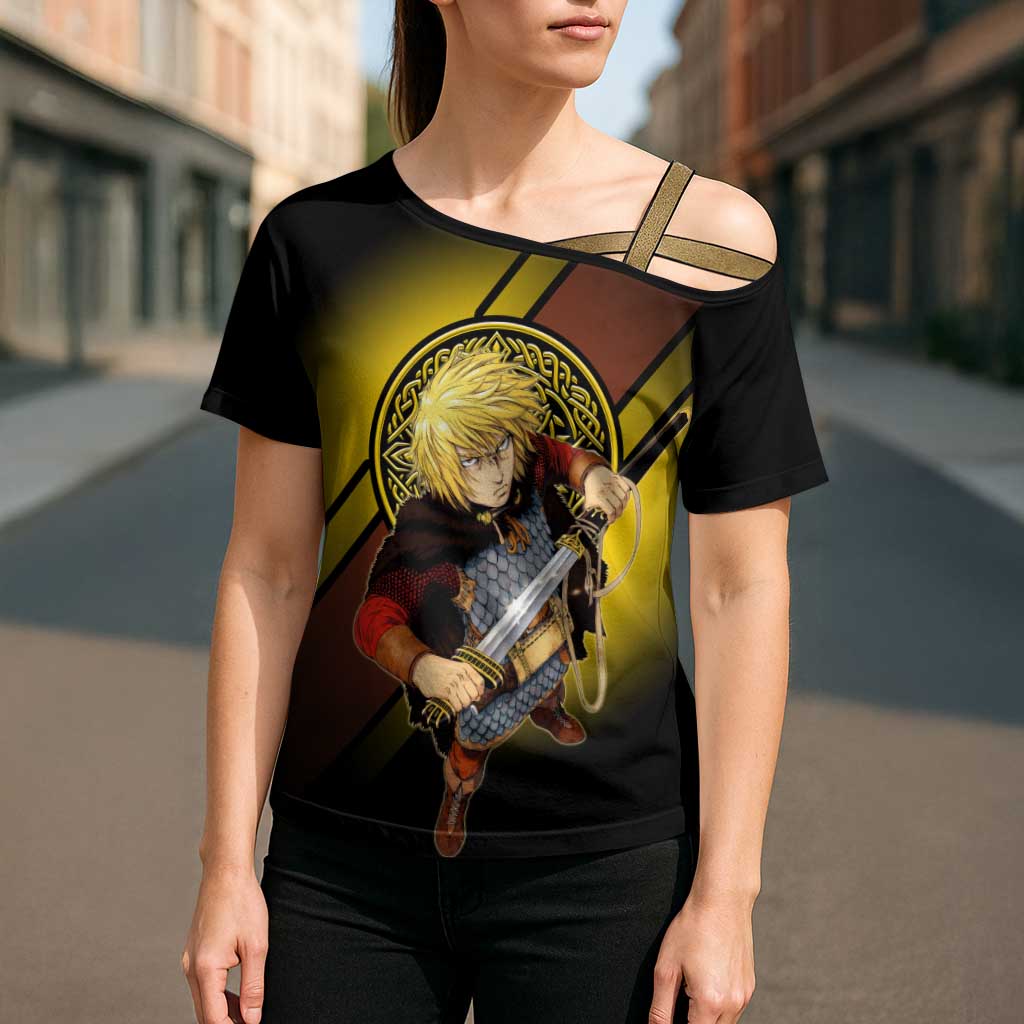 Thorfinn Norse Avenger Cross Shoulder Shirt Viking Manga Illustration Style