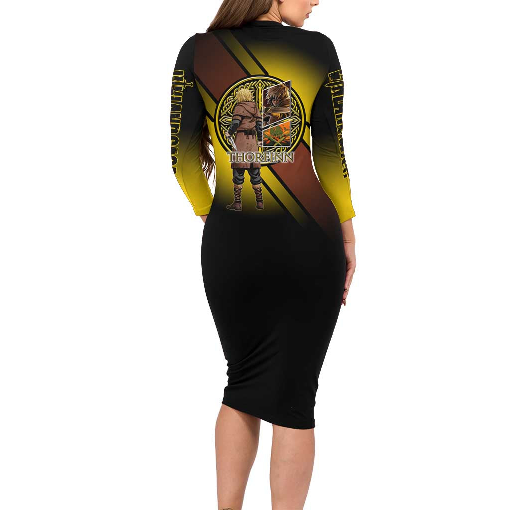 Thorfinn Norse Avenger Family Matching Long Sleeve Bodycon Dress and Hawaiian Shirt Viking Manga Illustration Style