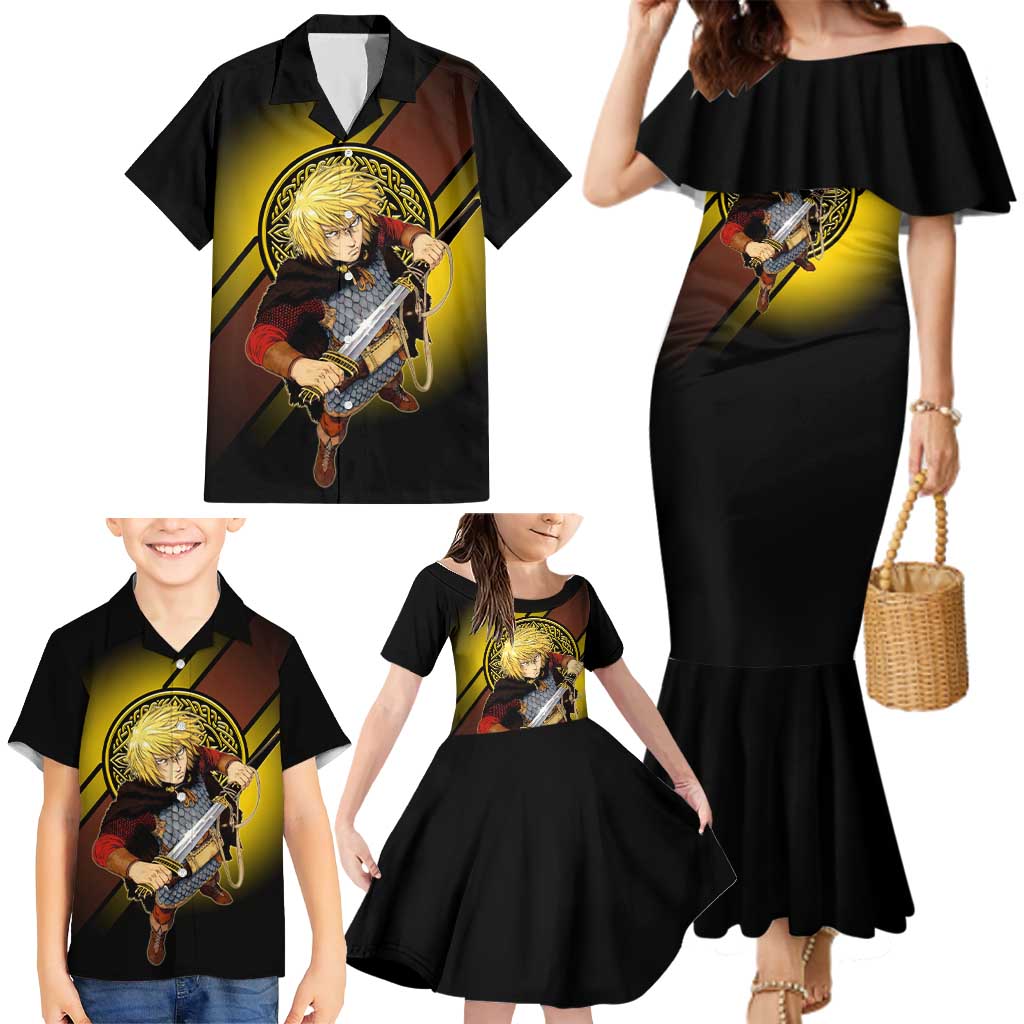 Thorfinn Norse Avenger Family Matching Mermaid Dress and Hawaiian Shirt Viking Manga Illustration Style
