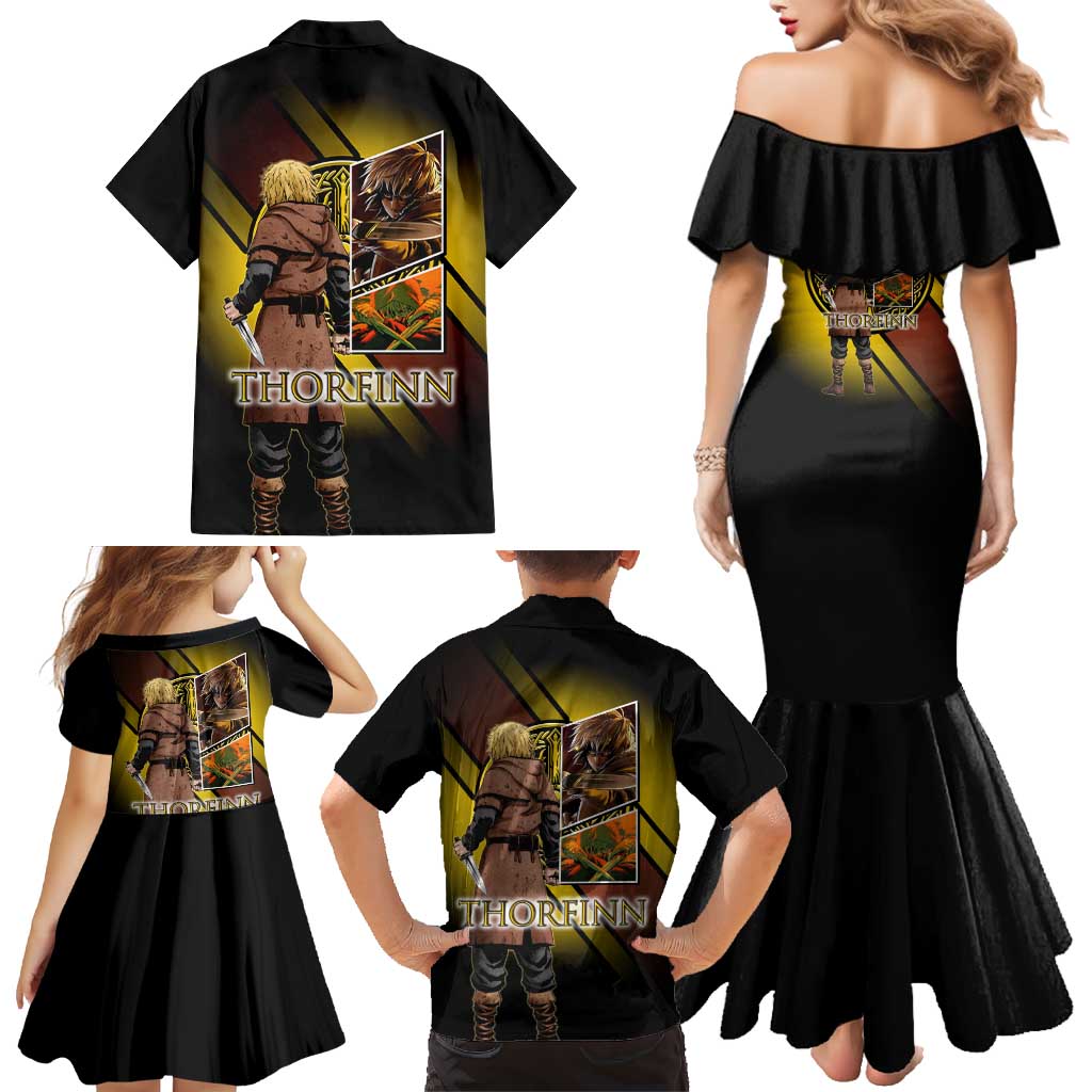 Thorfinn Norse Avenger Family Matching Mermaid Dress and Hawaiian Shirt Viking Manga Illustration Style