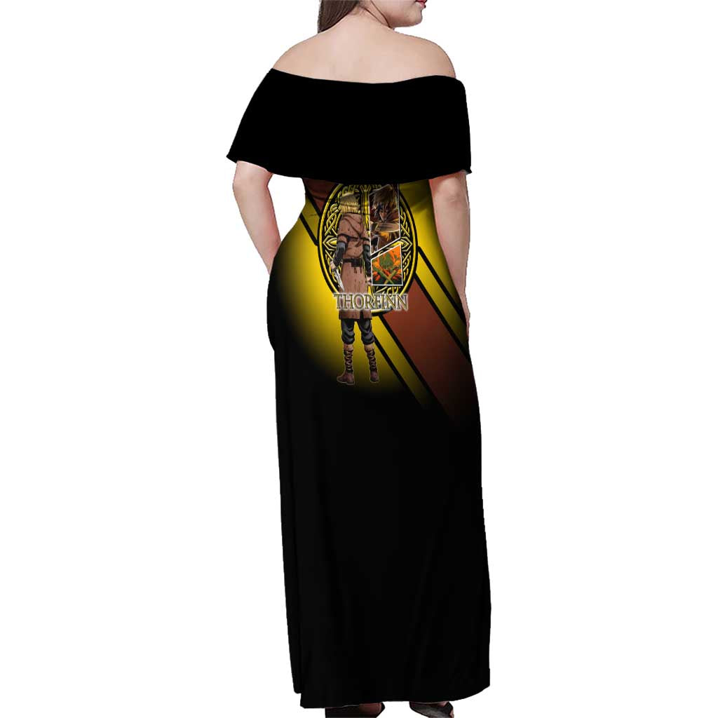 Thorfinn Norse Avenger Family Matching Off Shoulder Maxi Dress and Hawaiian Shirt Viking Manga Illustration Style