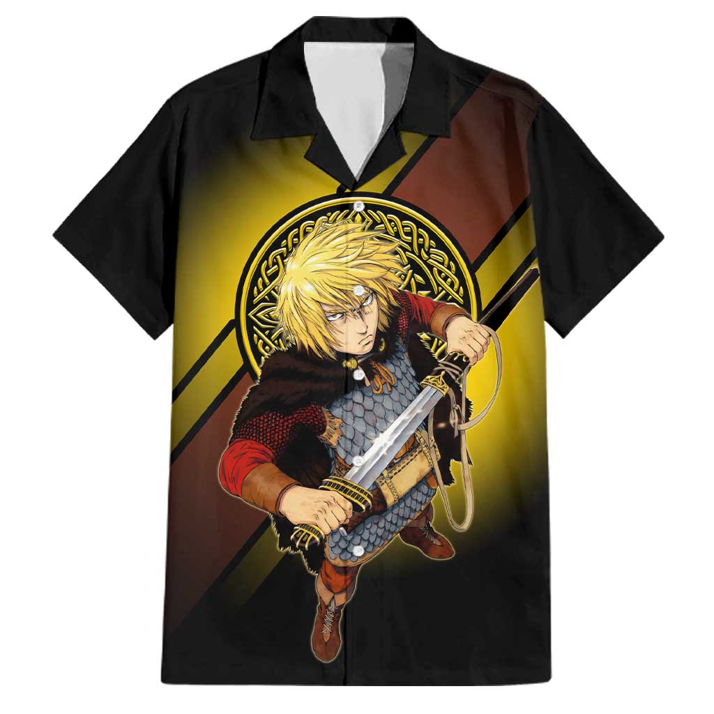 Thorfinn Norse Avenger Family Matching Off Shoulder Short Dress and Hawaiian Shirt Viking Manga Illustration Style