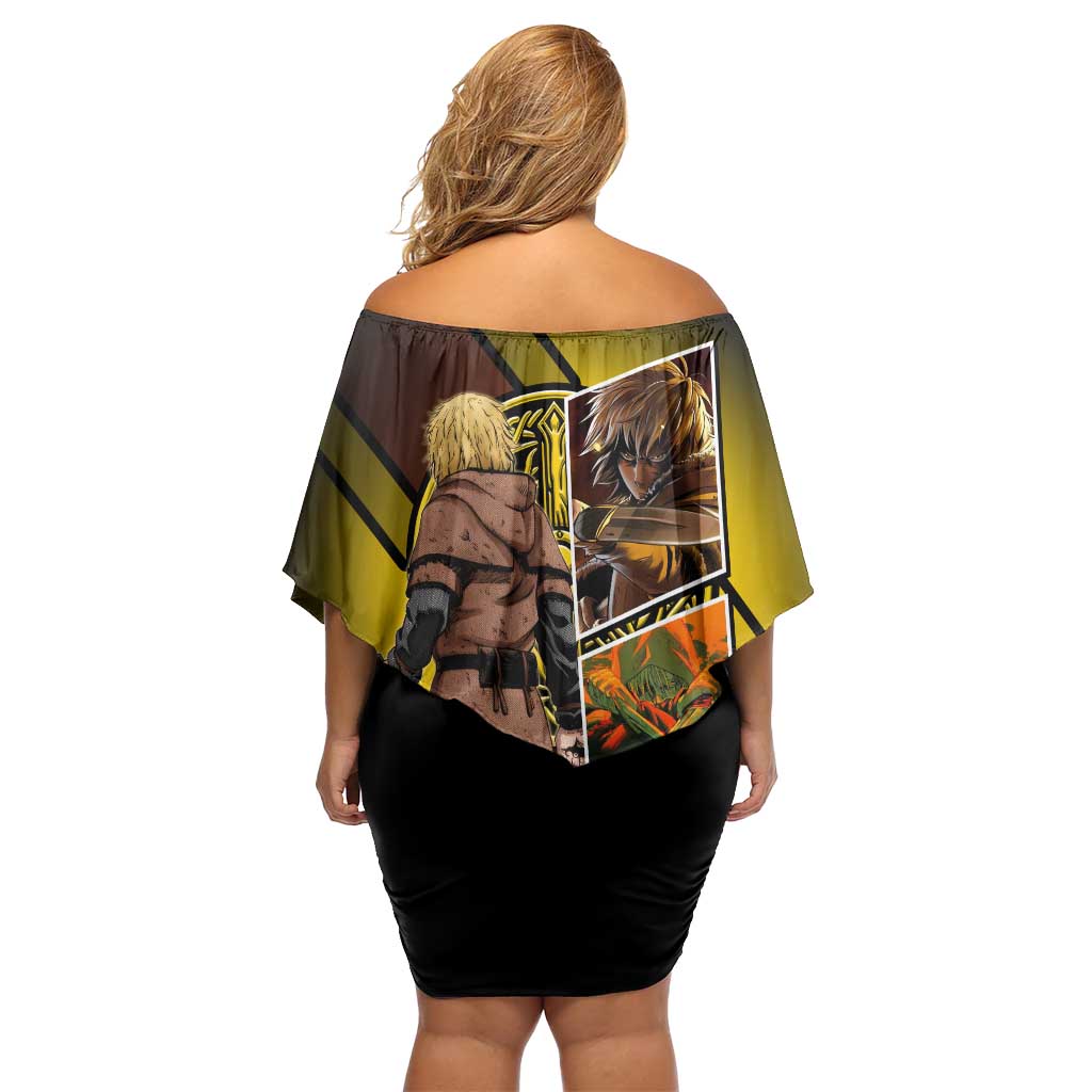 Thorfinn Norse Avenger Family Matching Off Shoulder Short Dress and Hawaiian Shirt Viking Manga Illustration Style