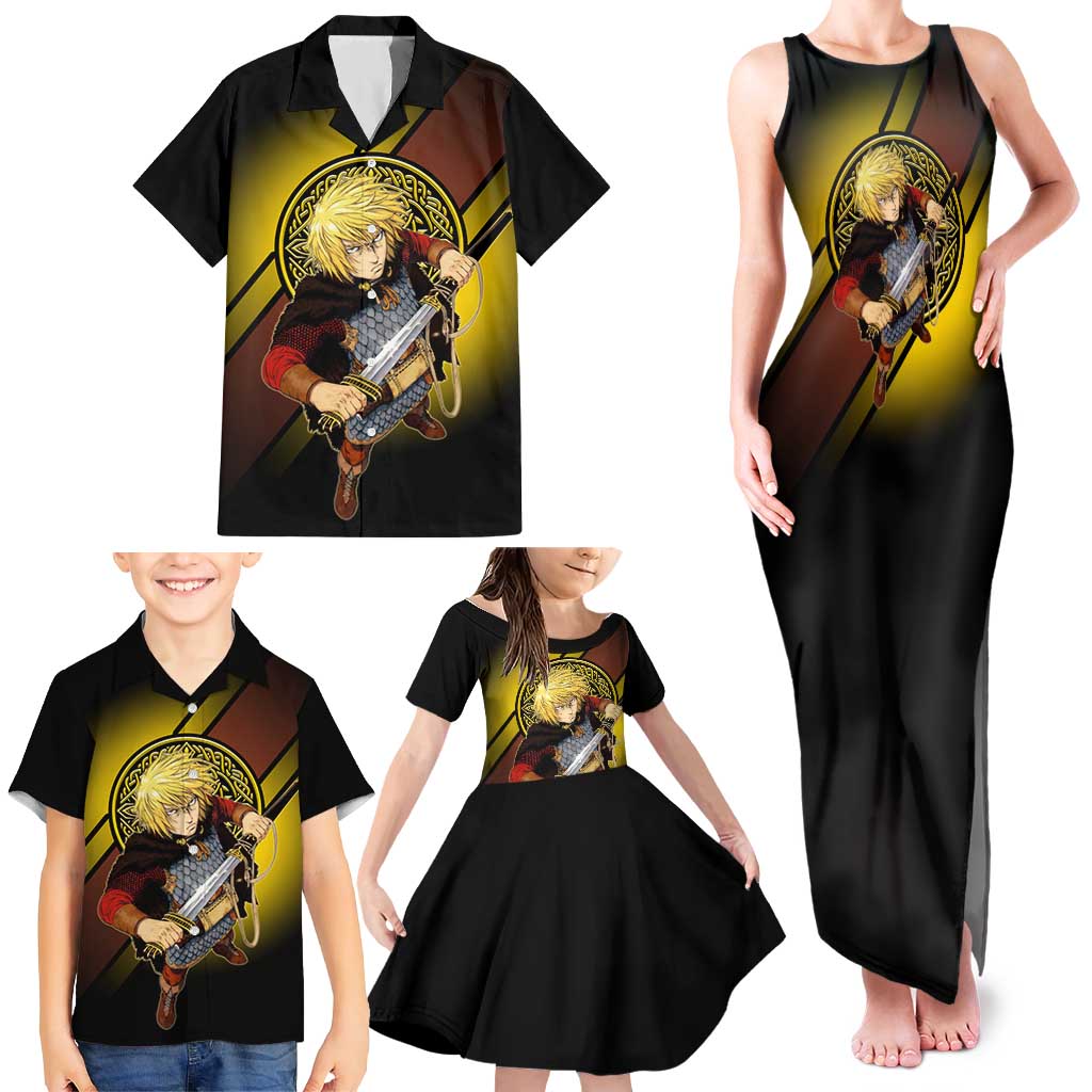 Thorfinn Norse Avenger Family Matching Tank Maxi Dress and Hawaiian Shirt Viking Manga Illustration Style