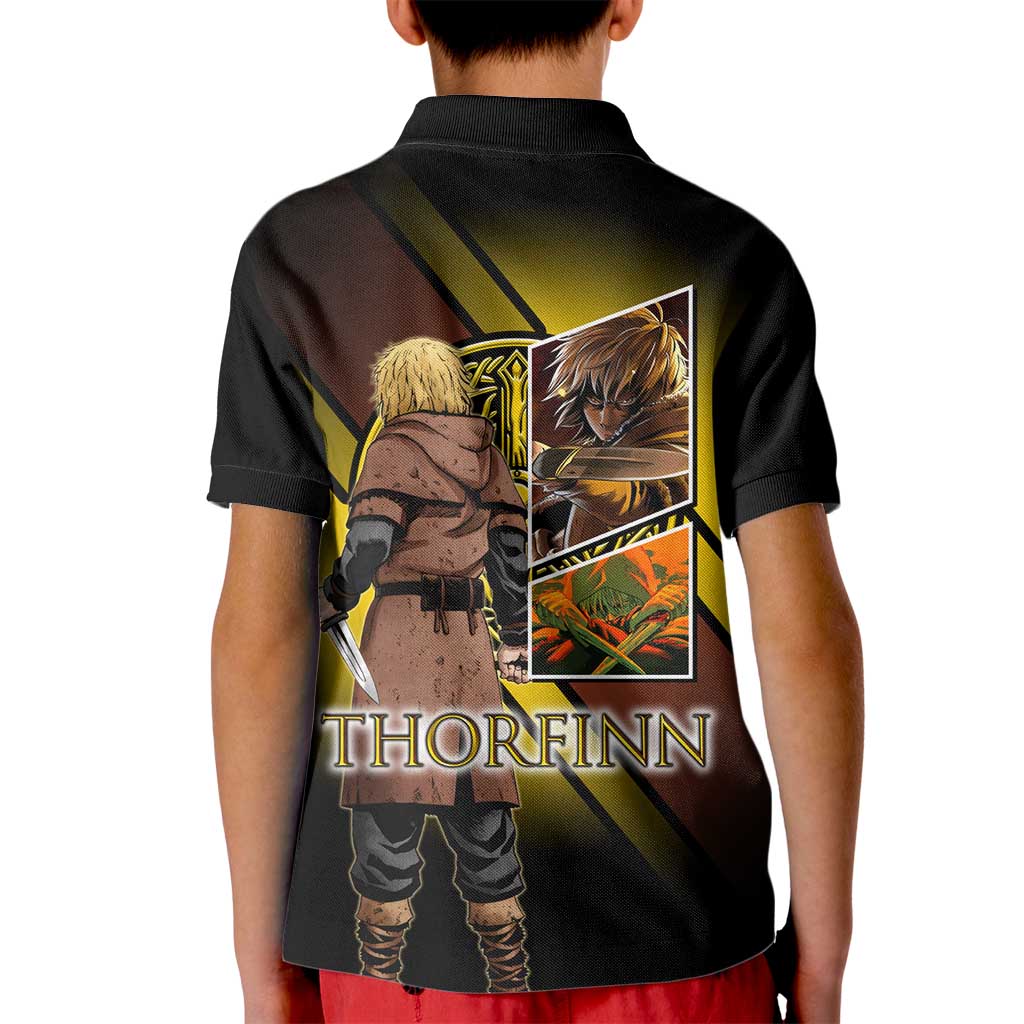 Thorfinn Norse Avenger Kid Polo Shirt Viking Manga Illustration Style