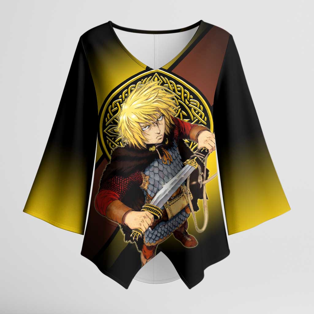 Thorfinn Norse Avenger Kimono Sleeve Blouse Viking Manga Illustration Style