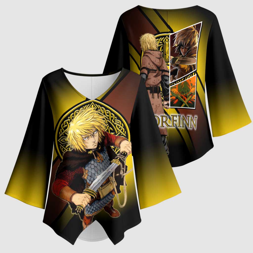 Thorfinn Norse Avenger Kimono Sleeve Blouse Viking Manga Illustration Style