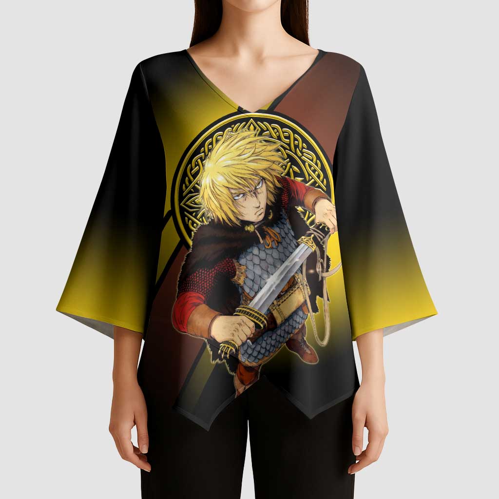 Thorfinn Norse Avenger Kimono Sleeve Blouse Viking Manga Illustration Style