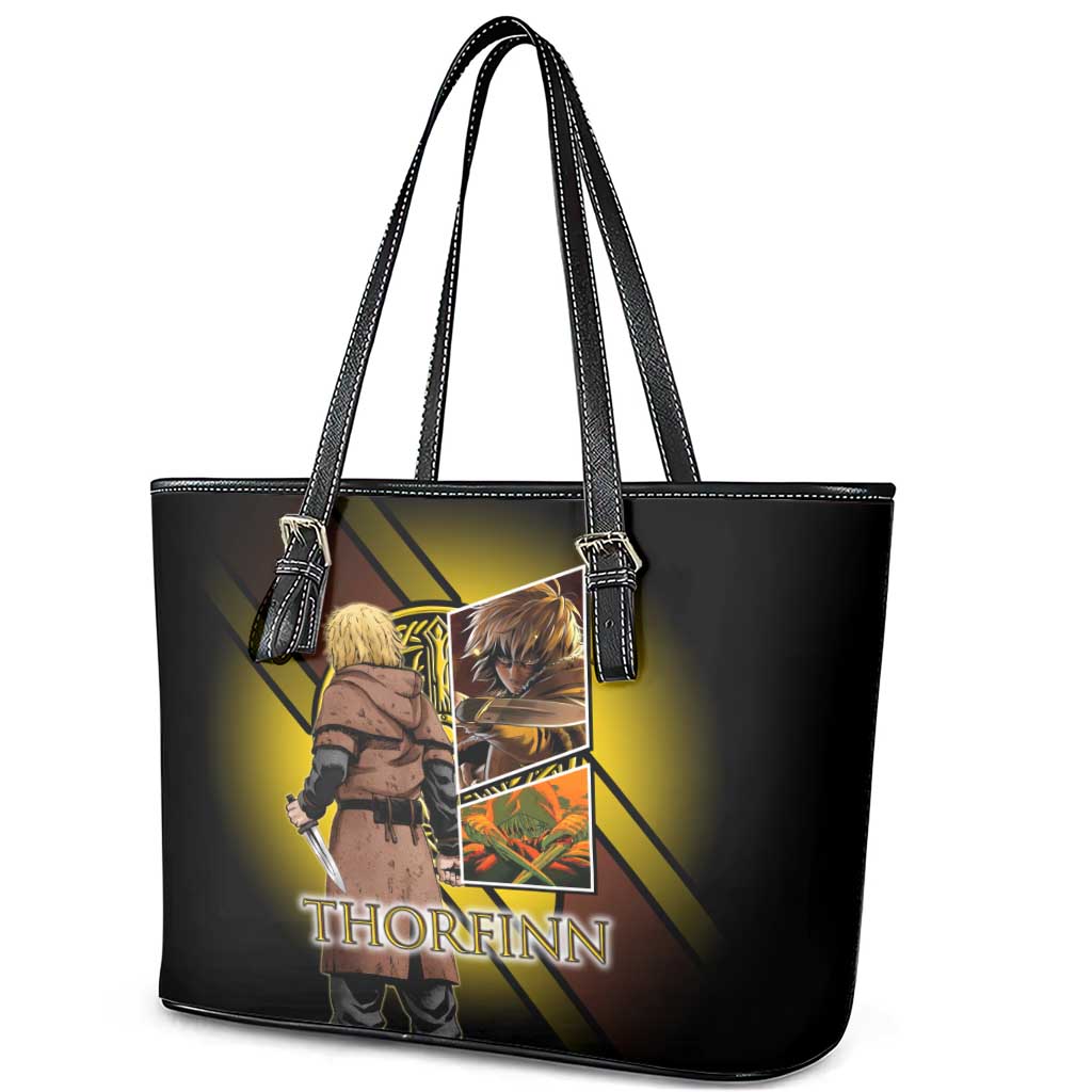 Thorfinn Norse Avenger Leather Tote Bag Viking Manga Illustration Style