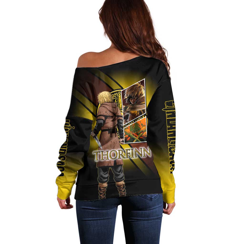 Thorfinn Norse Avenger Off Shoulder Sweater Viking Manga Illustration Style