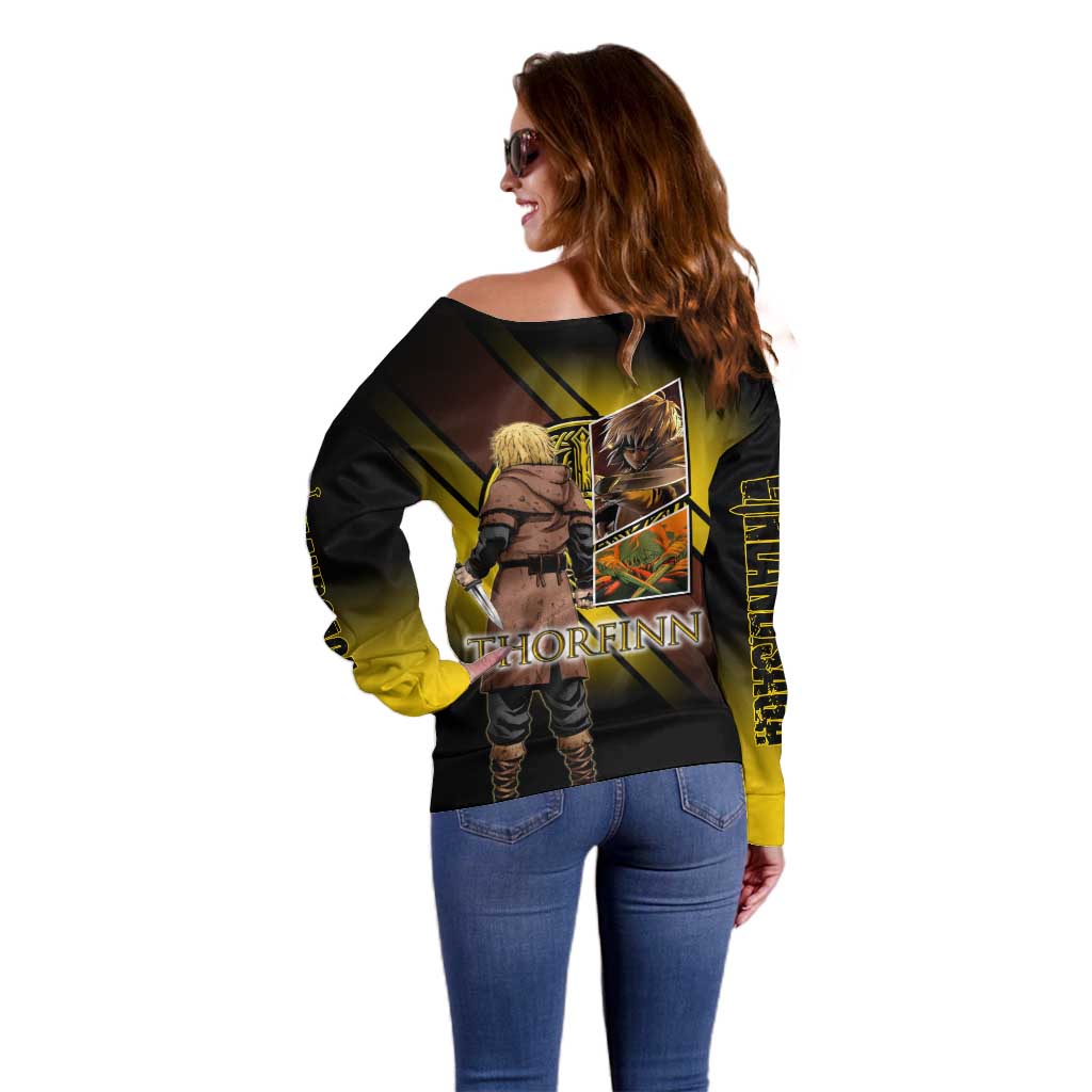 Thorfinn Norse Avenger Off Shoulder Sweater Viking Manga Illustration Style