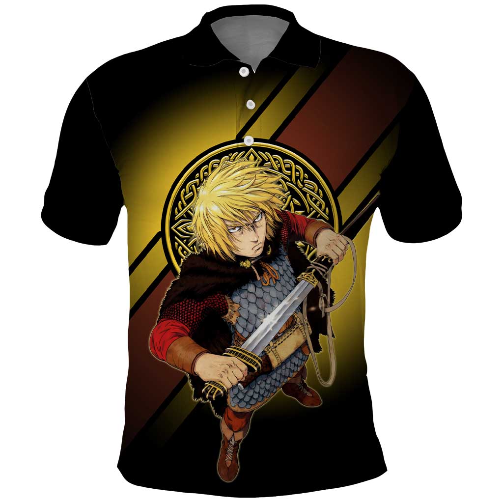 Thorfinn Norse Avenger Polo Shirt Viking Manga Illustration Style