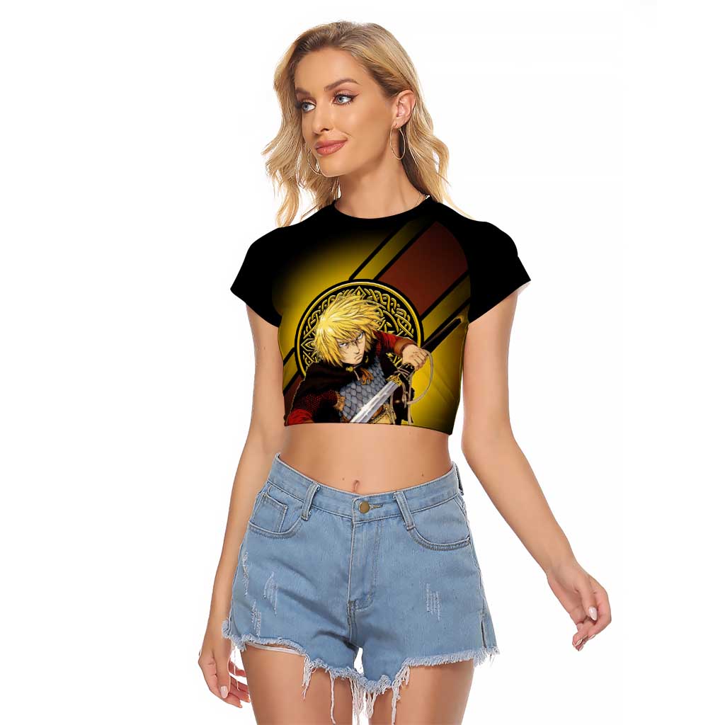 Thorfinn Norse Avenger Raglan Cropped T Shirt Viking Manga Illustration Style
