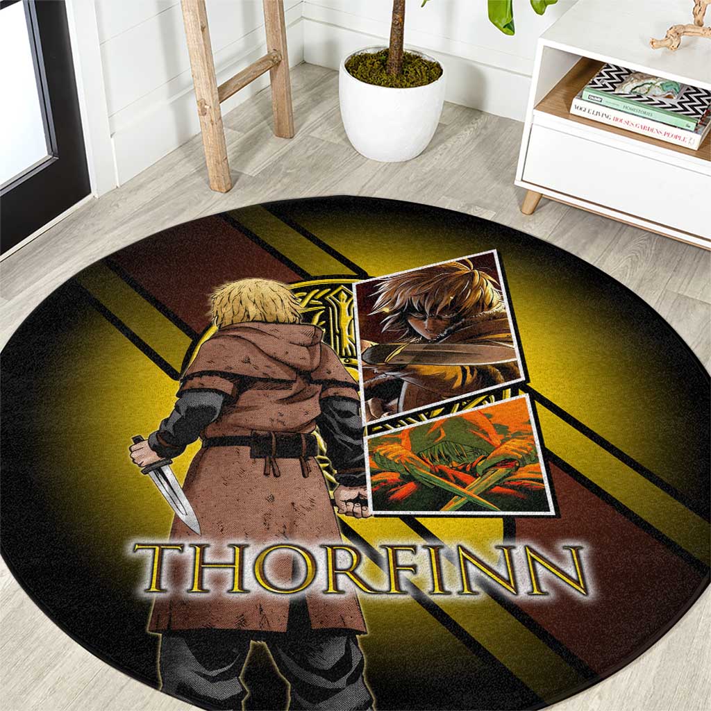 Thorfinn Norse Avenger Round Carpet Viking Manga Illustration Style