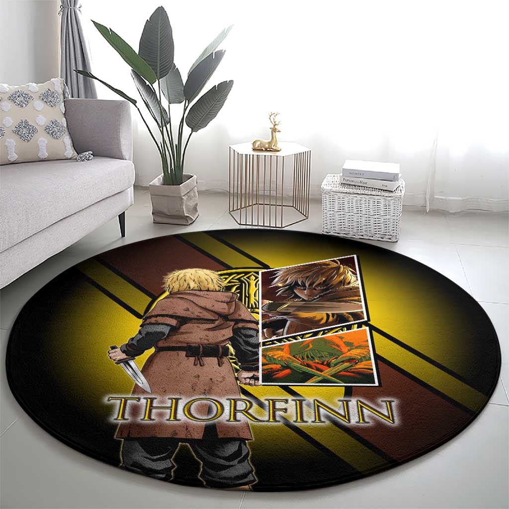 Thorfinn Norse Avenger Round Carpet Viking Manga Illustration Style