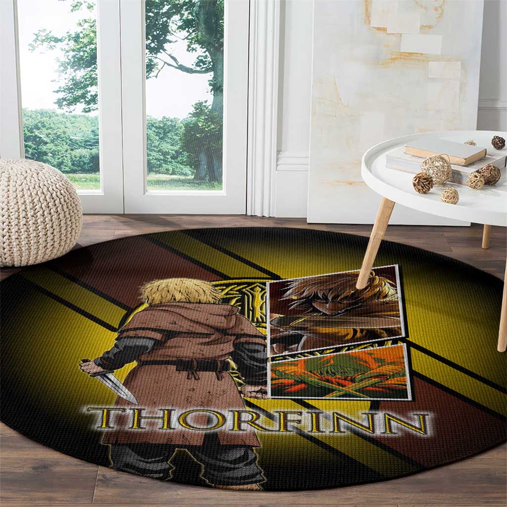 Thorfinn Norse Avenger Round Carpet Viking Manga Illustration Style
