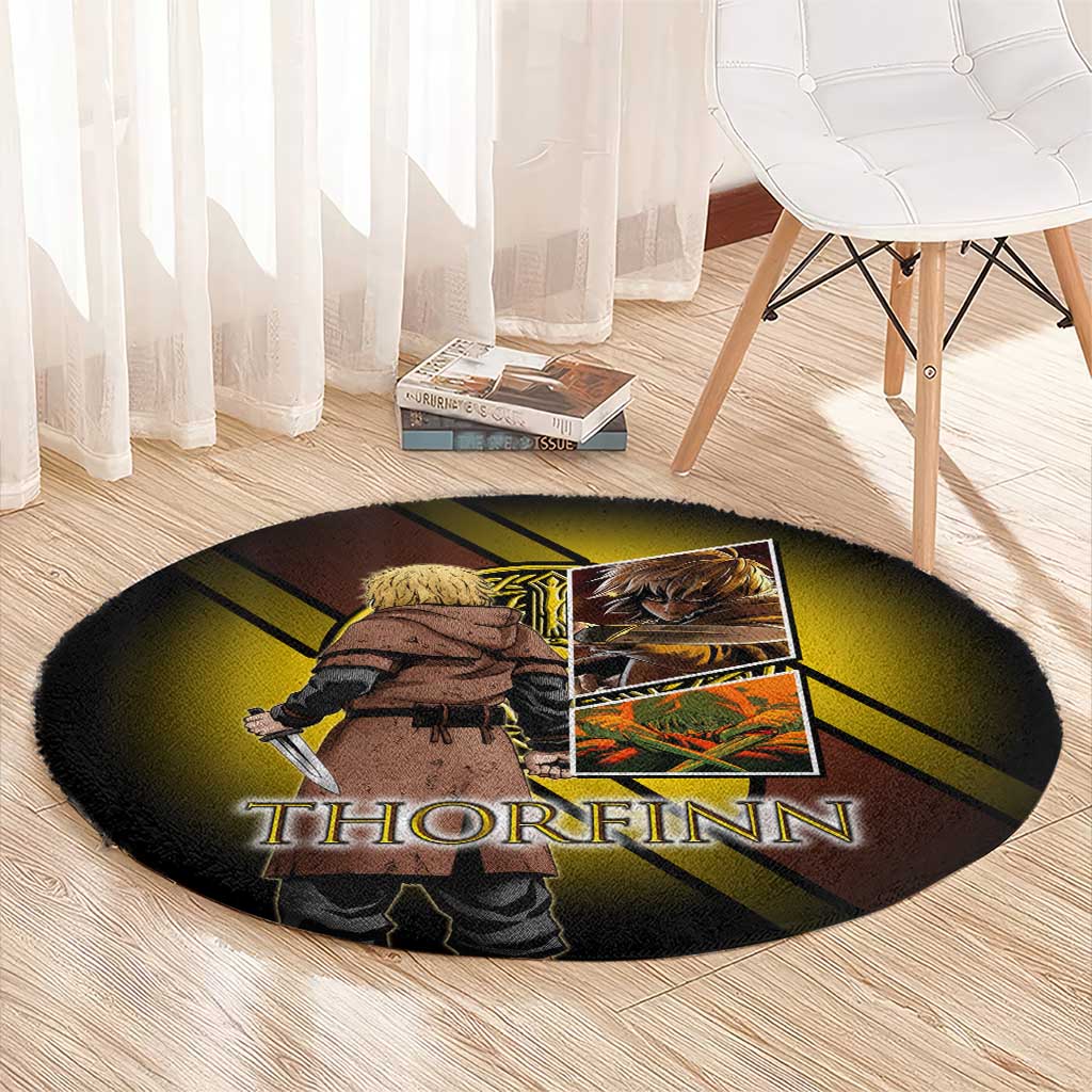 Thorfinn Norse Avenger Round Carpet Viking Manga Illustration Style