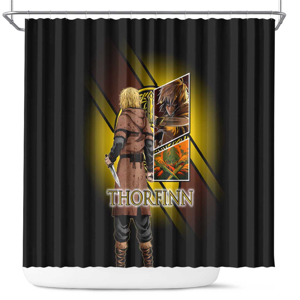 Thorfinn Norse Avenger Shower Curtain Viking Manga Illustration Style