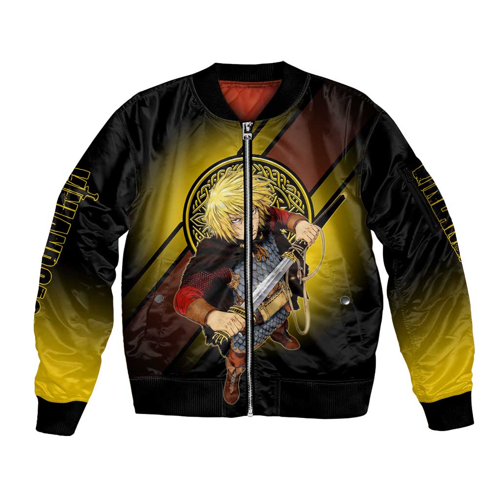 Thorfinn Norse Avenger Sleeve Zip Bomber Jacket Viking Manga Illustration Style
