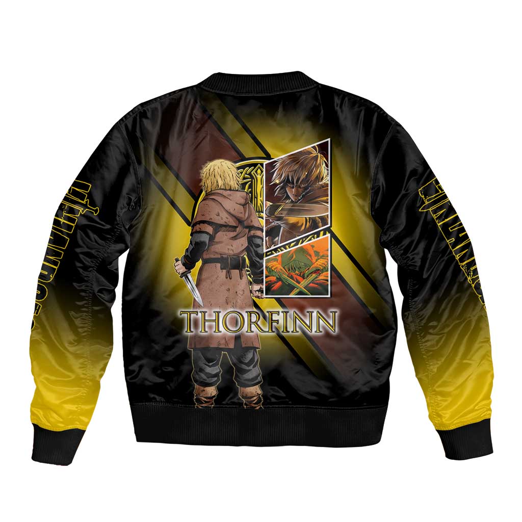Thorfinn Norse Avenger Sleeve Zip Bomber Jacket Viking Manga Illustration Style