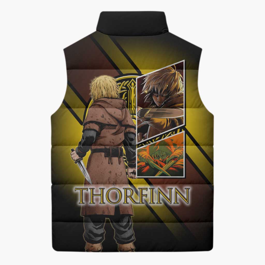 Thorfinn Norse Avenger Sleeveless Puffer Jacket Viking Manga Illustration Style
