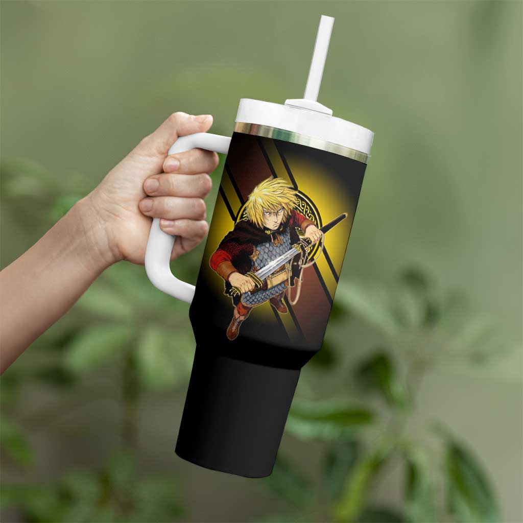 Thorfinn Norse Avenger Tumbler With Handle Viking Manga Illustration Style
