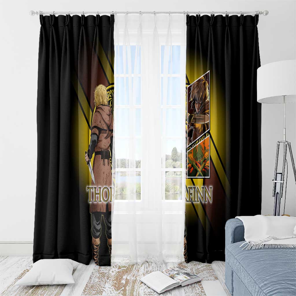 Thorfinn Norse Avenger Window Curtain Viking Manga Illustration Style
