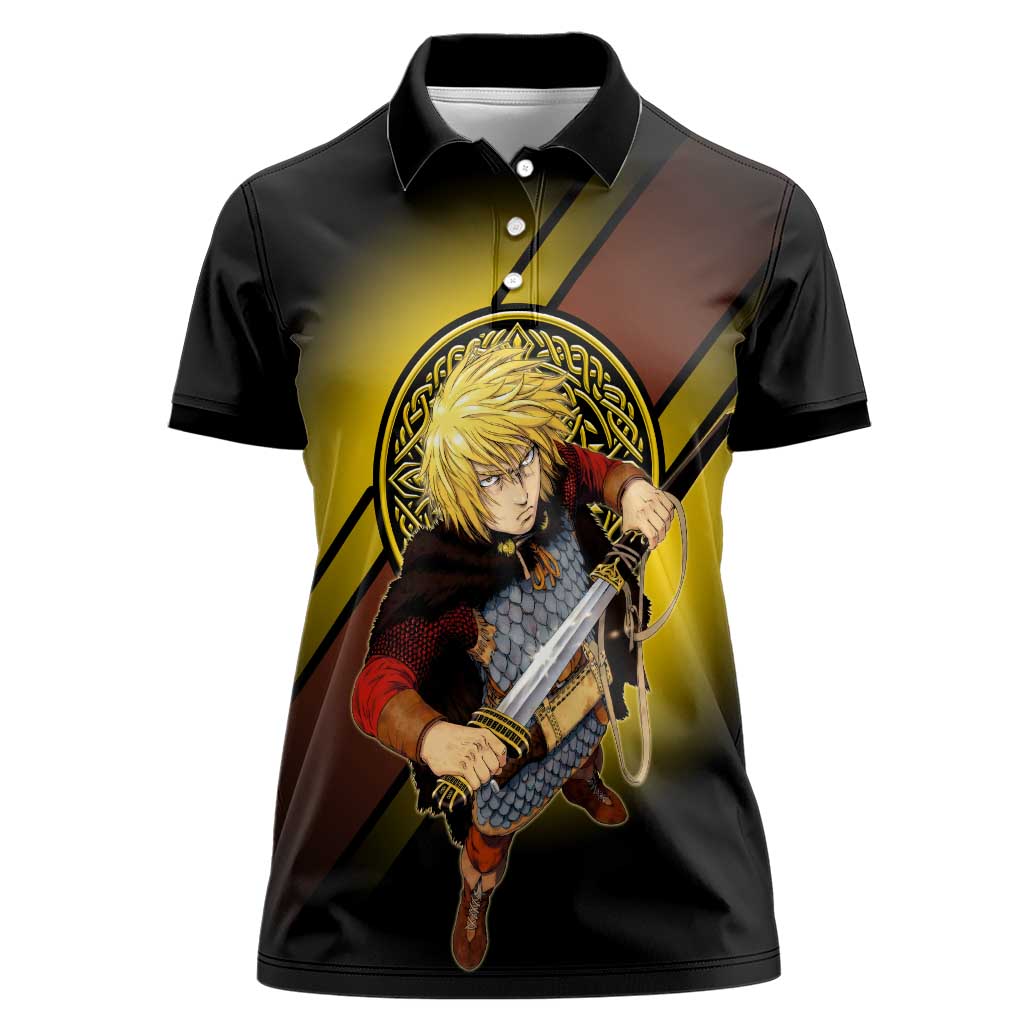 Thorfinn Norse Avenger Women Polo Shirt Viking Manga Illustration Style