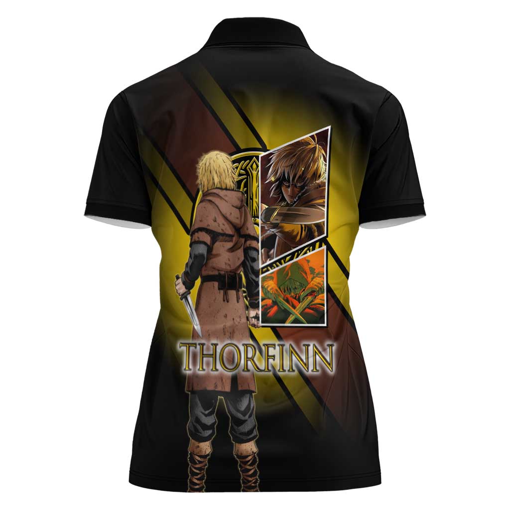 Thorfinn Norse Avenger Women Polo Shirt Viking Manga Illustration Style