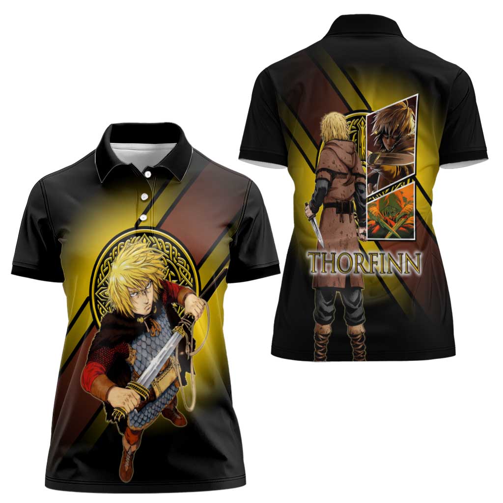 Thorfinn Norse Avenger Women Polo Shirt Viking Manga Illustration Style