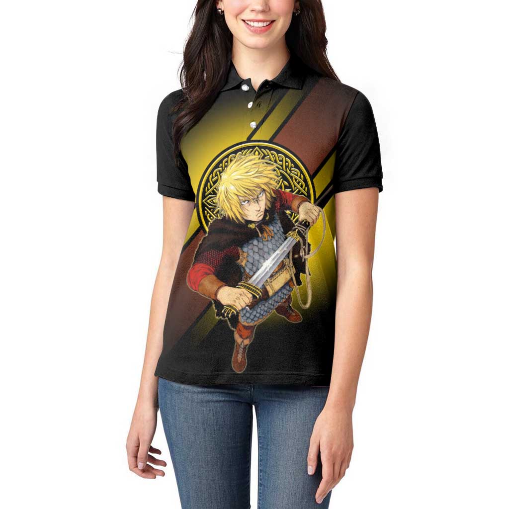 Thorfinn Norse Avenger Women Polo Shirt Viking Manga Illustration Style