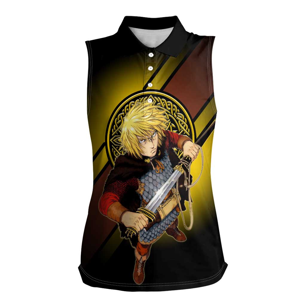 Thorfinn Norse Avenger Women Sleeveless Polo Shirt Viking Manga Illustration Style